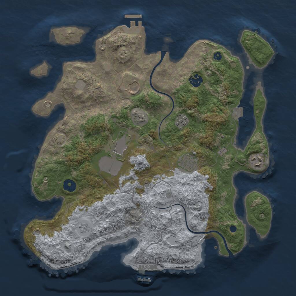 Rust Map: Procedural Map, Size: 3500, Seed: 192269069, 12 Monuments