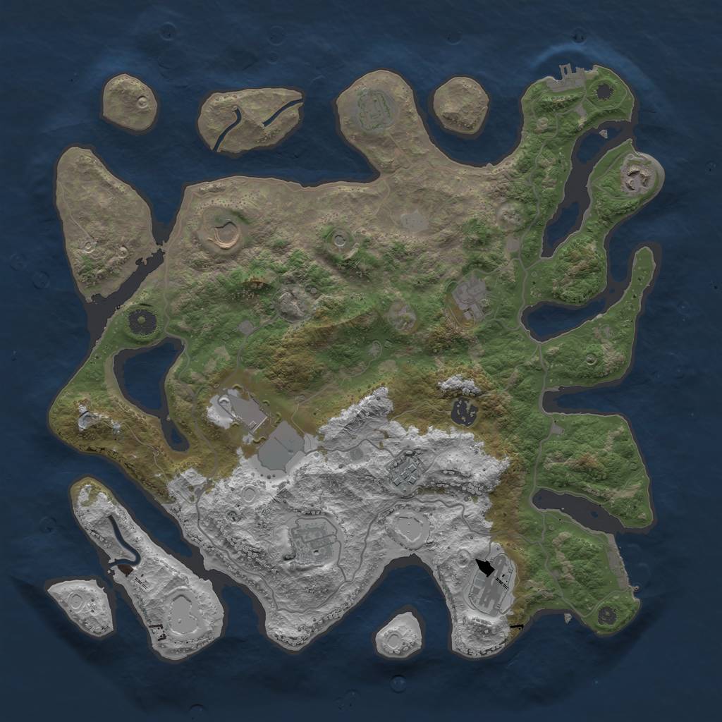 Rust Map: Procedural Map, Size: 4000, Seed: 1252311952, 17 Monuments