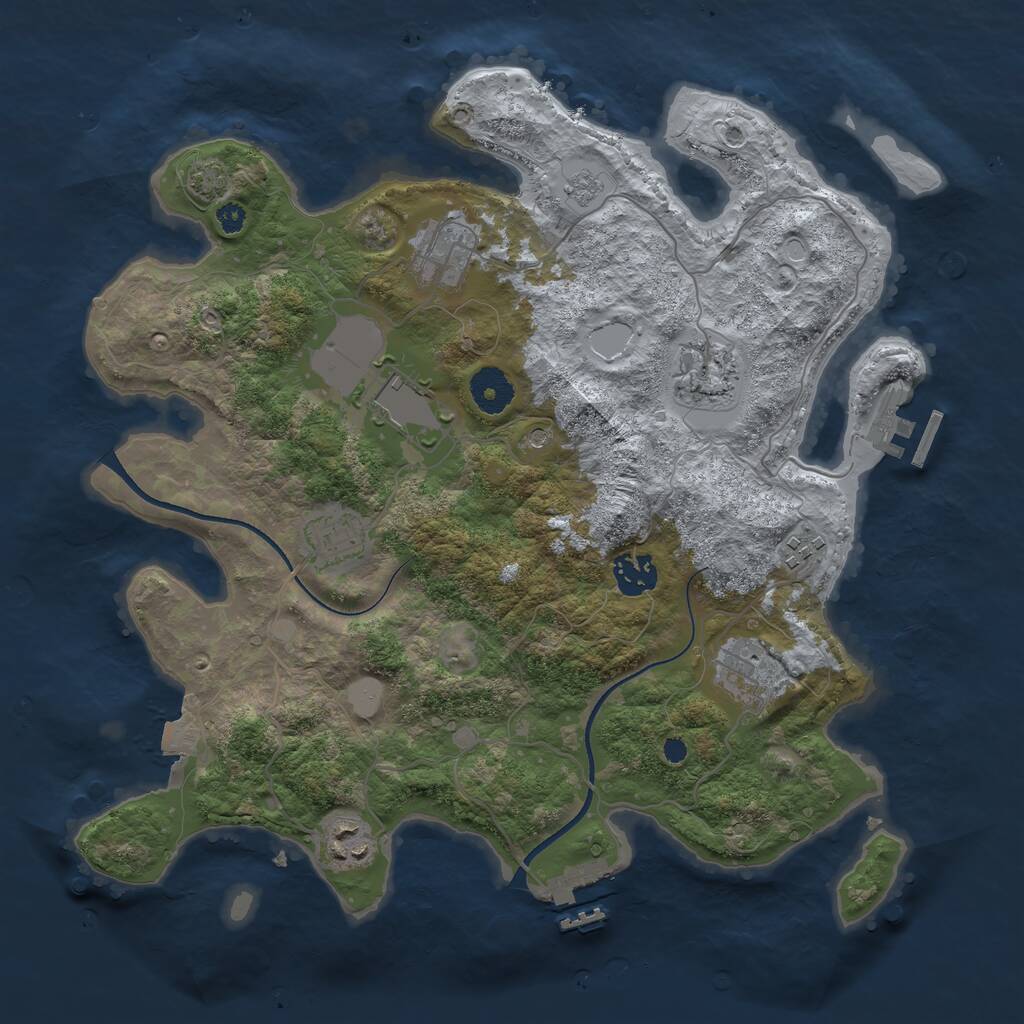 Rust Map: Procedural Map, Size: 3500, Seed: 10500, 14 Monuments