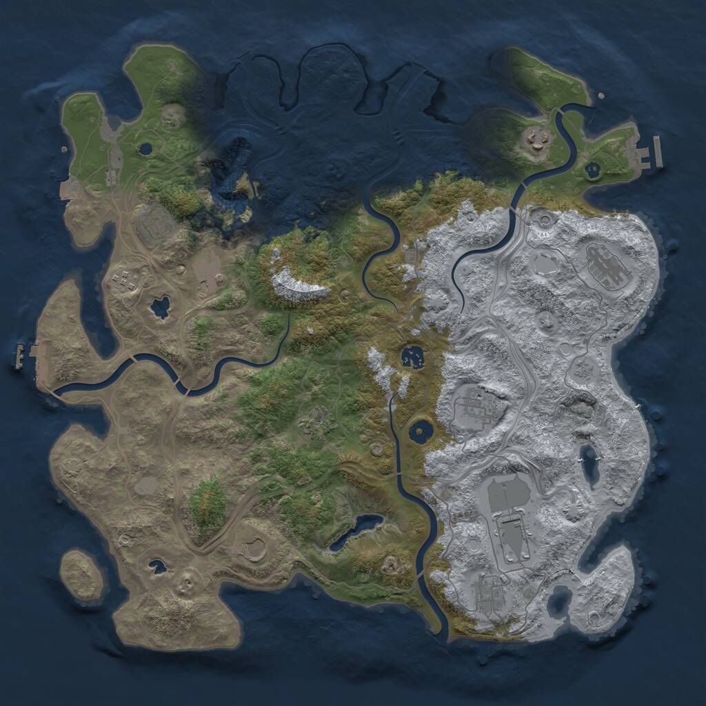 Rust Map: Procedural Map, Size: 4500, Seed: 277506608, 17 Monuments