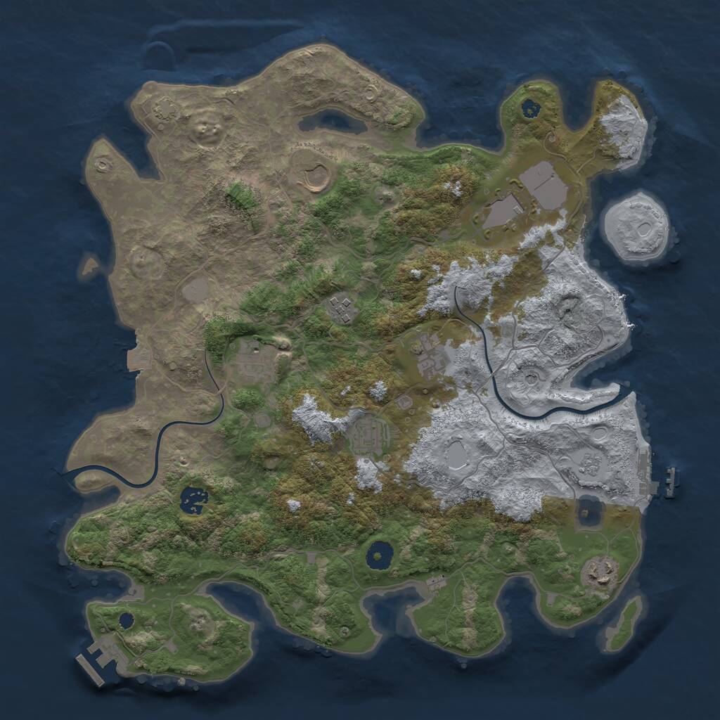 Rust Map: Procedural Map, Size: 3850, Seed: 930564946, 14 Monuments