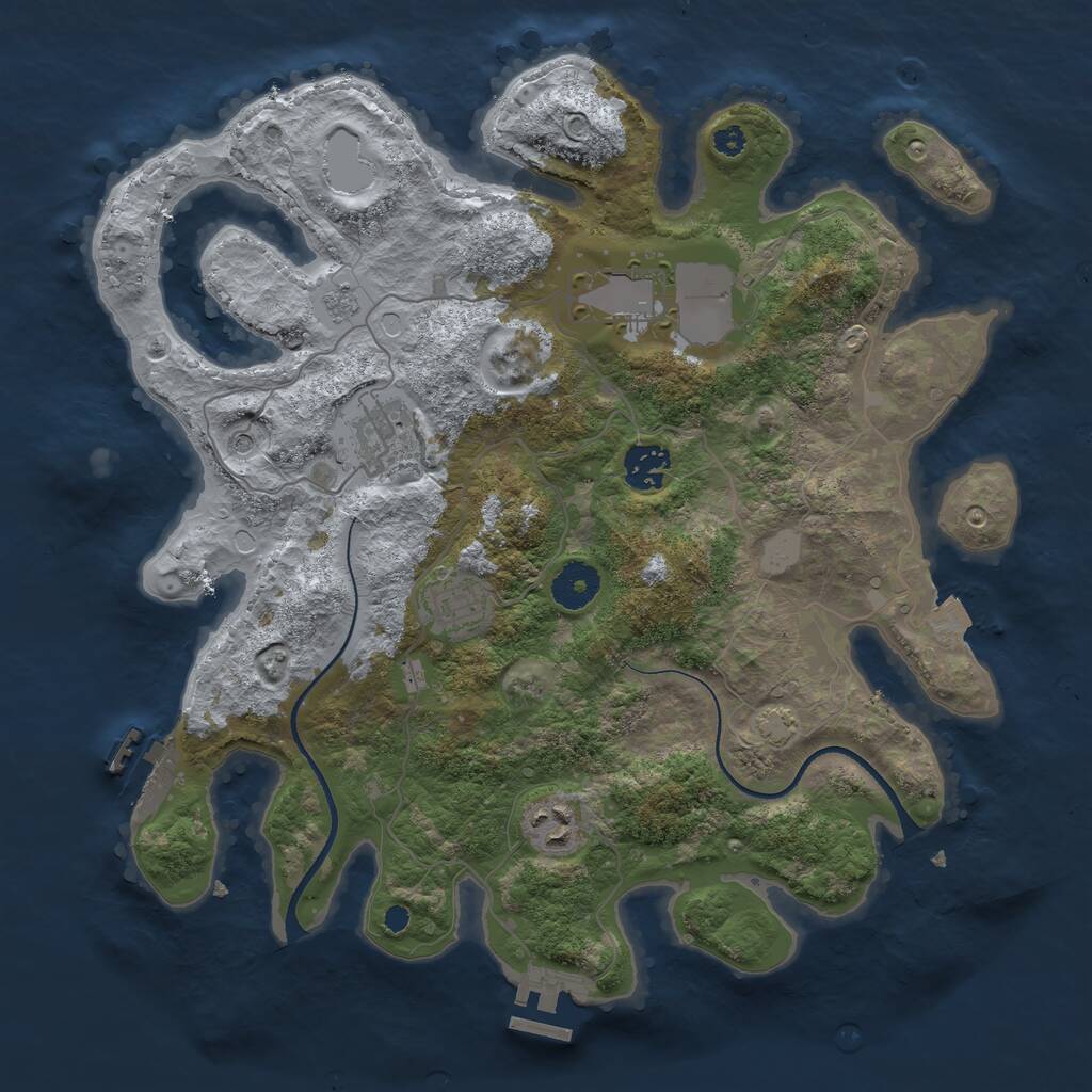 Rust Map: Procedural Map, Size: 3500, Seed: 970055381, 11 Monuments
