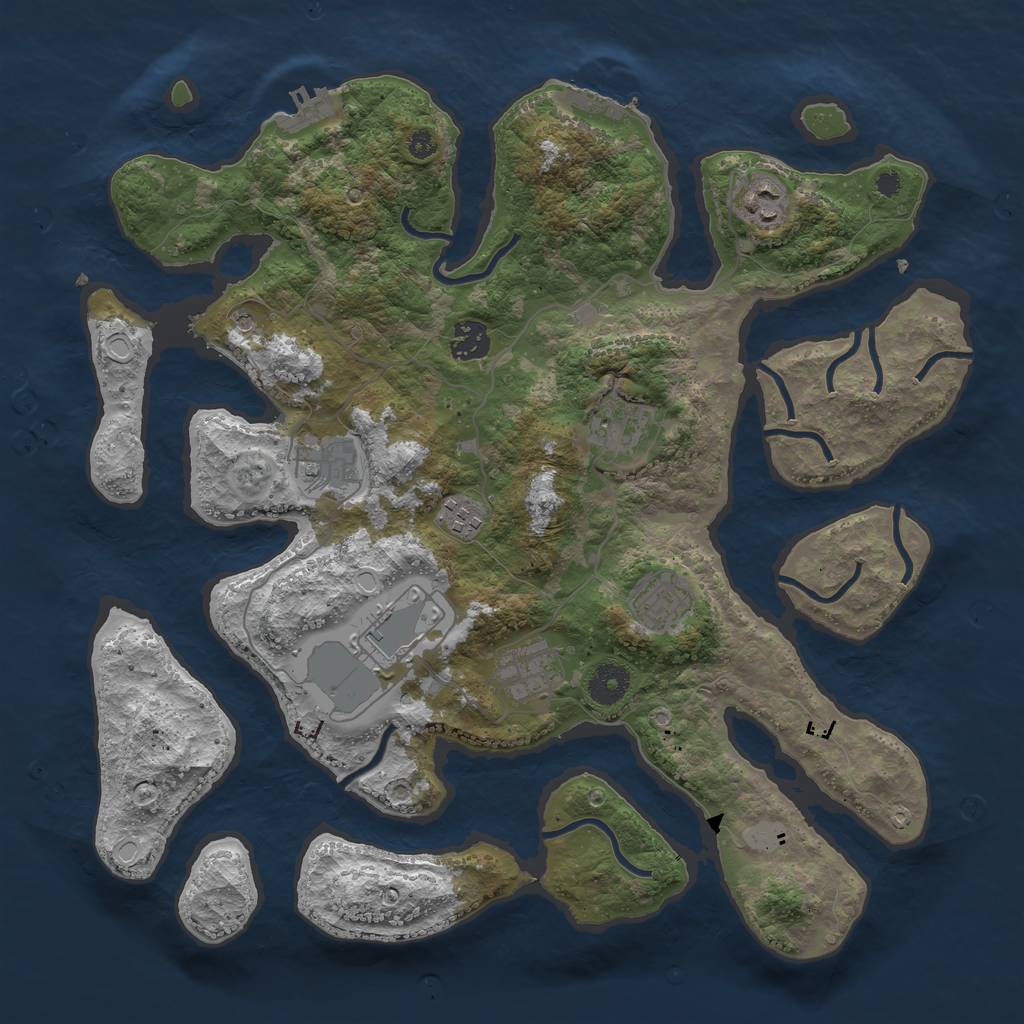 Rust Map: Procedural Map, Size: 3750, Seed: 699267302, 16 Monuments