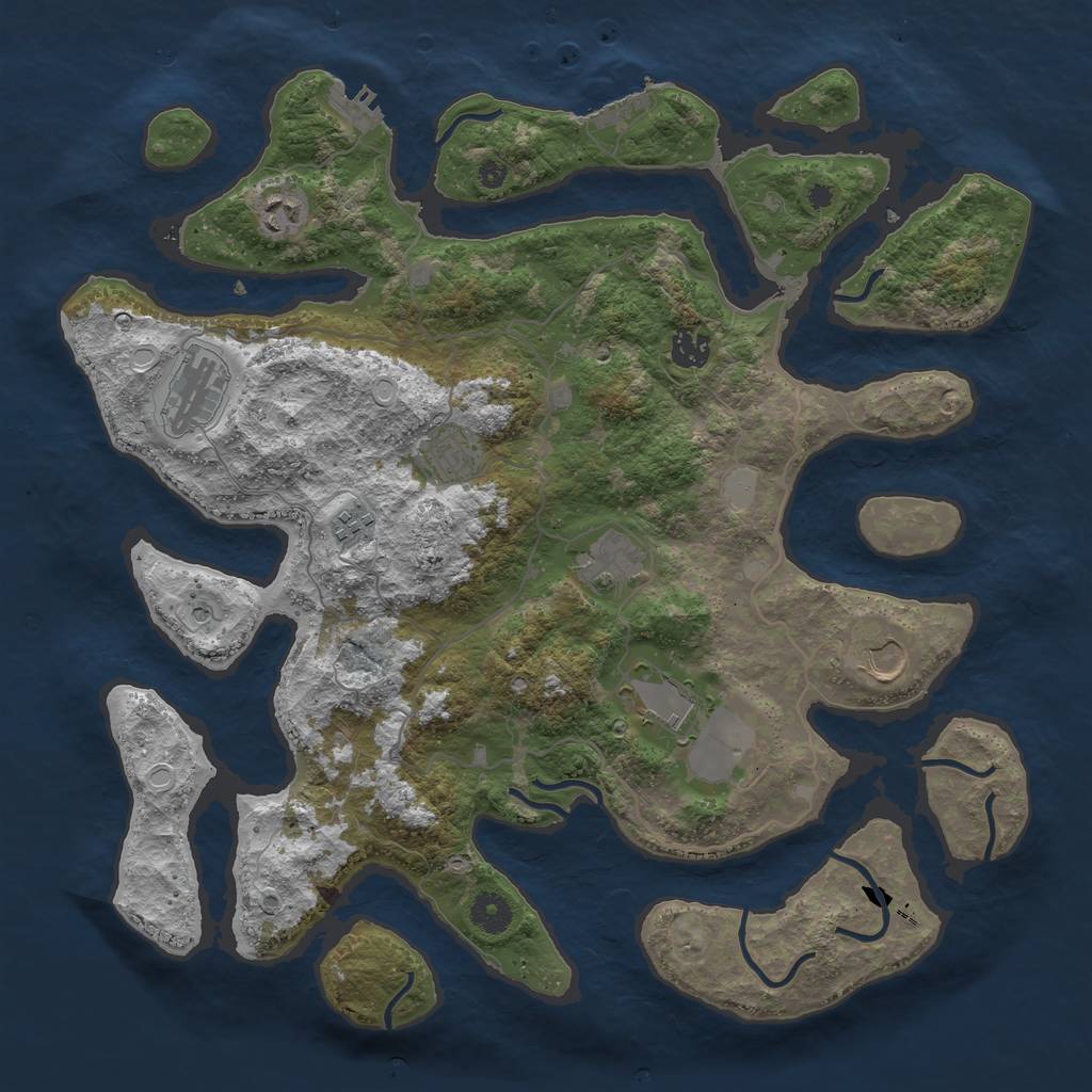 Rust Map: Procedural Map, Size: 4000, Seed: 368401, 16 Monuments