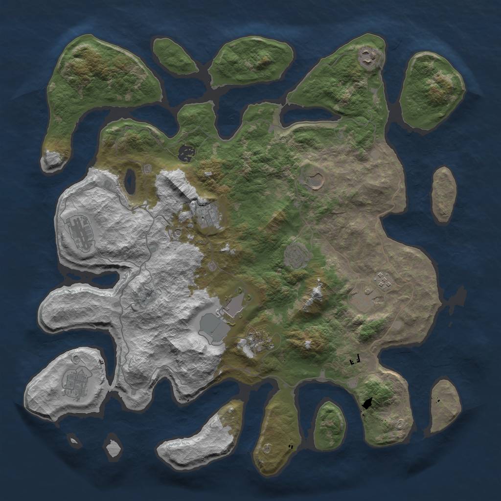 Rust Map: Barren, Size: 4500, Seed: 32, 14 Monuments