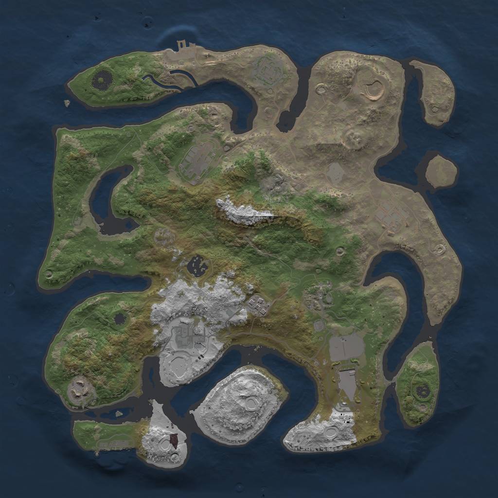 Rust Map: Procedural Map, Size: 3700, Seed: 127525505, 17 Monuments