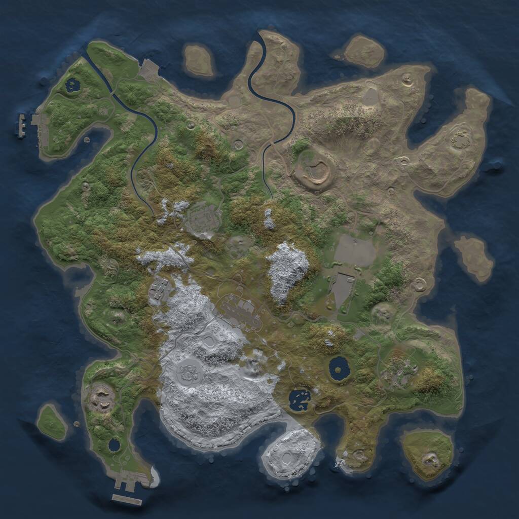 Rust Map: Procedural Map, Size: 3500, Seed: 1250944599, 14 Monuments