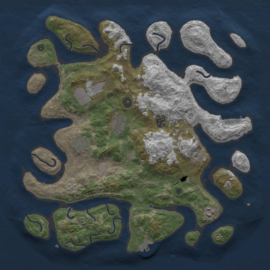 Rust Map: Procedural Map, Size: 4000, Seed: 12125, 14 Monuments