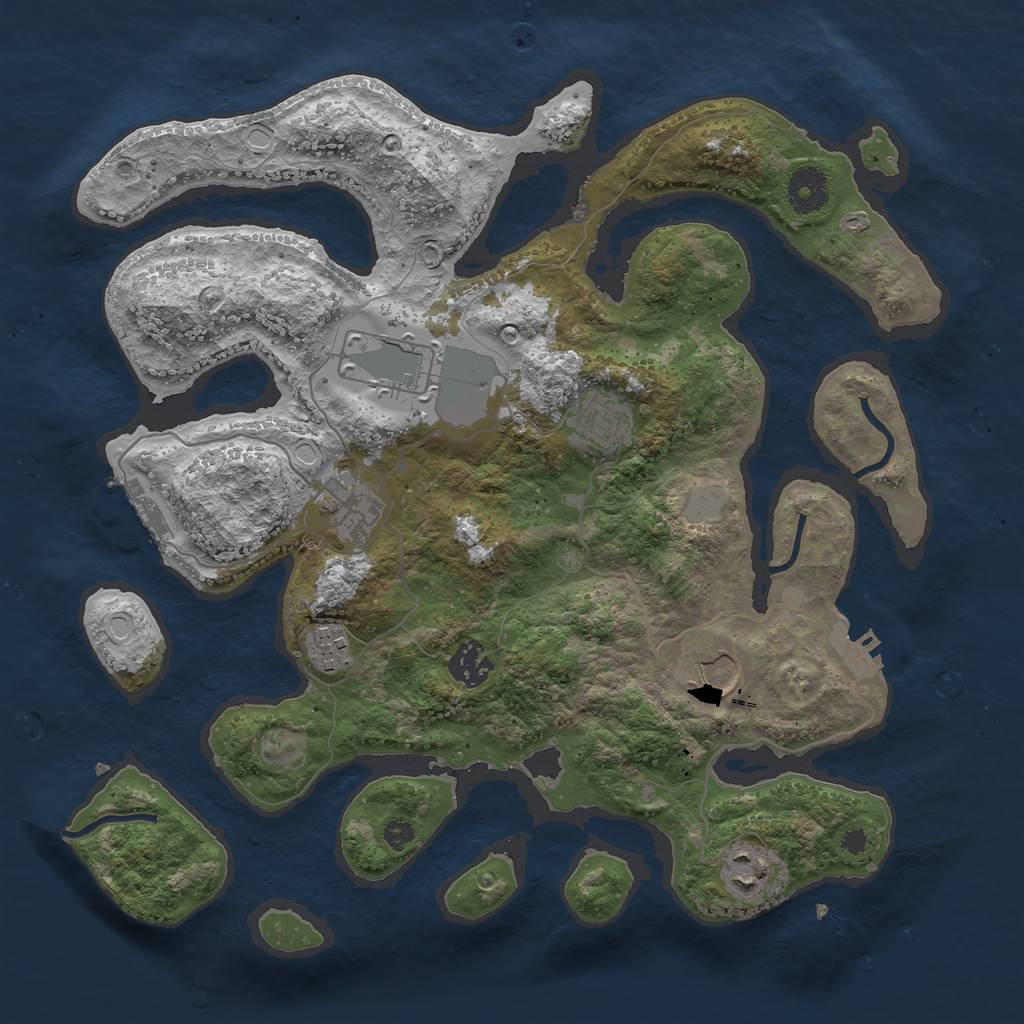 Rust Map: Procedural Map, Size: 3500, Seed: 4544, 14 Monuments