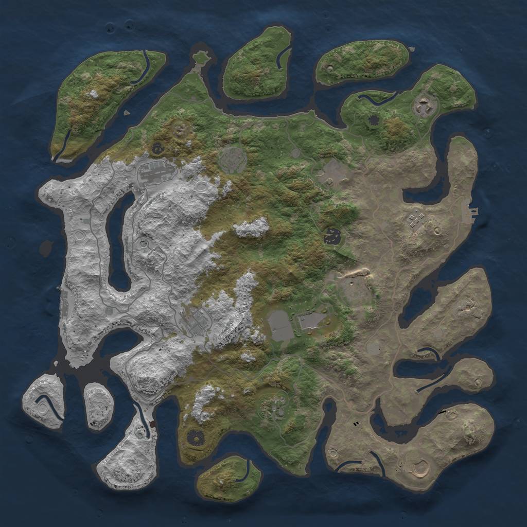 Rust Map: Procedural Map, Size: 4500, Seed: 552697597, 19 Monuments