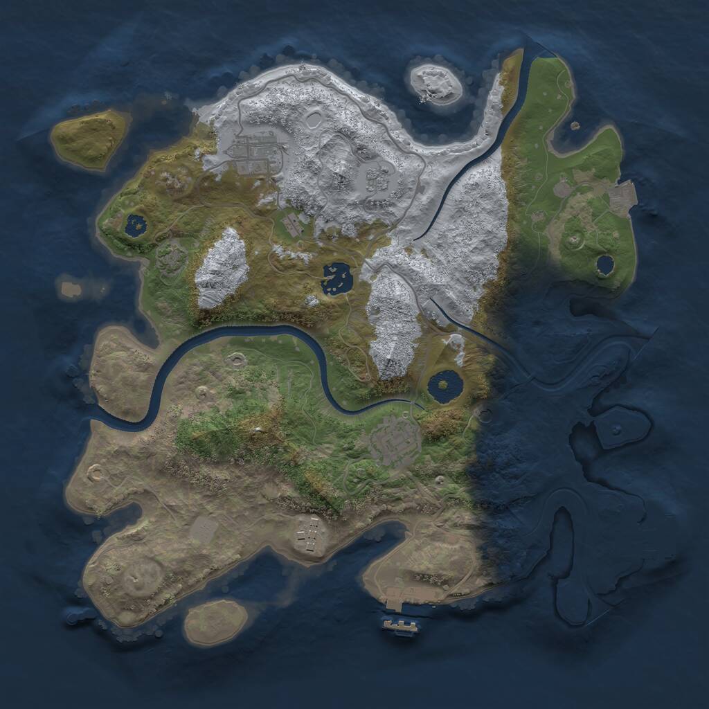 Rust Map: Procedural Map, Size: 3200, Seed: 7664088, 10 Monuments