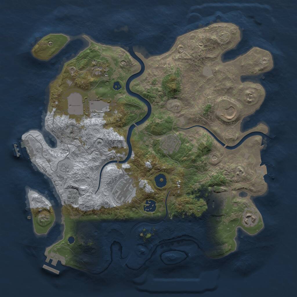 Rust Map: Procedural Map, Size: 3500, Seed: 1992543557, 15 Monuments