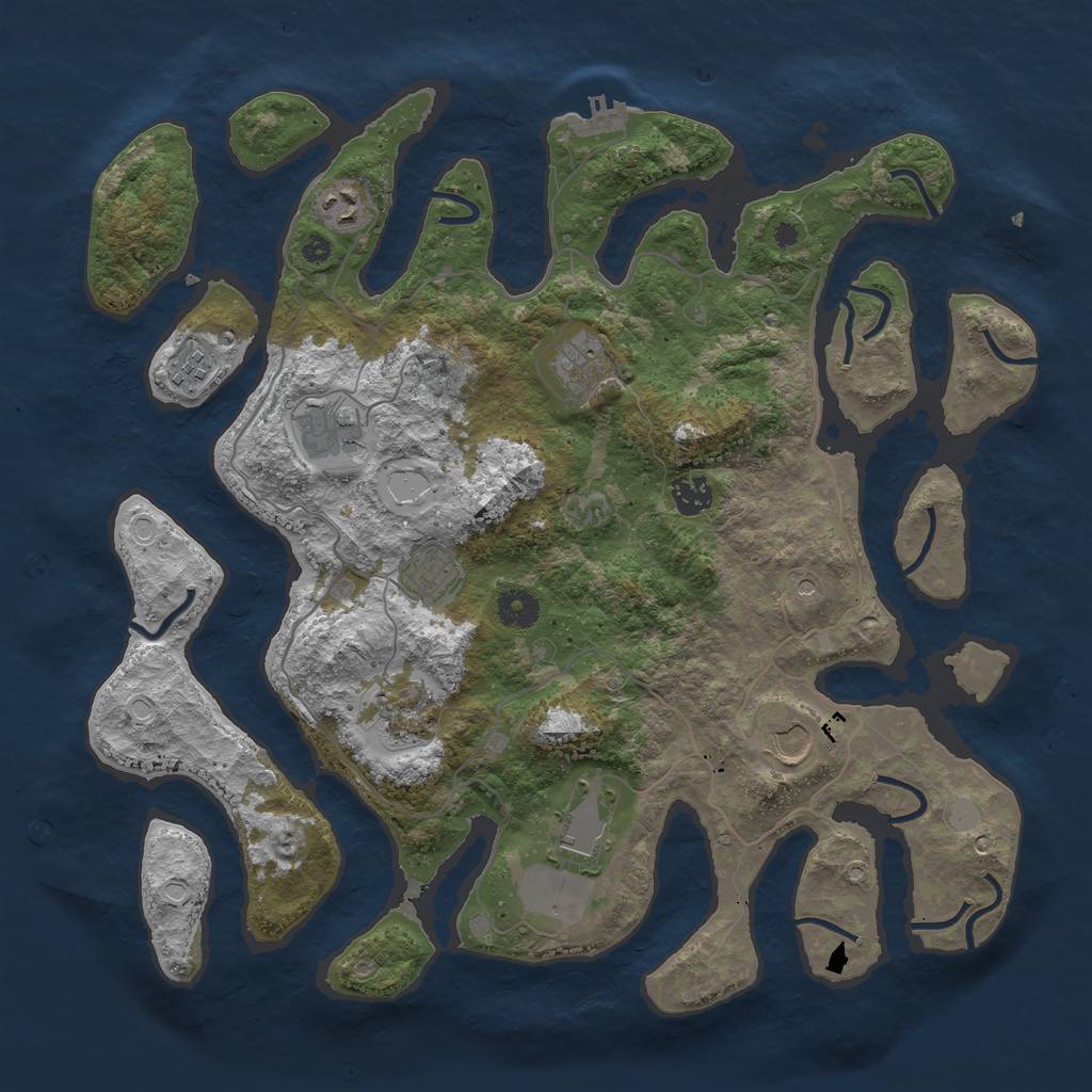 Rust Map: Procedural Map, Size: 4000, Seed: 344898531, 16 Monuments