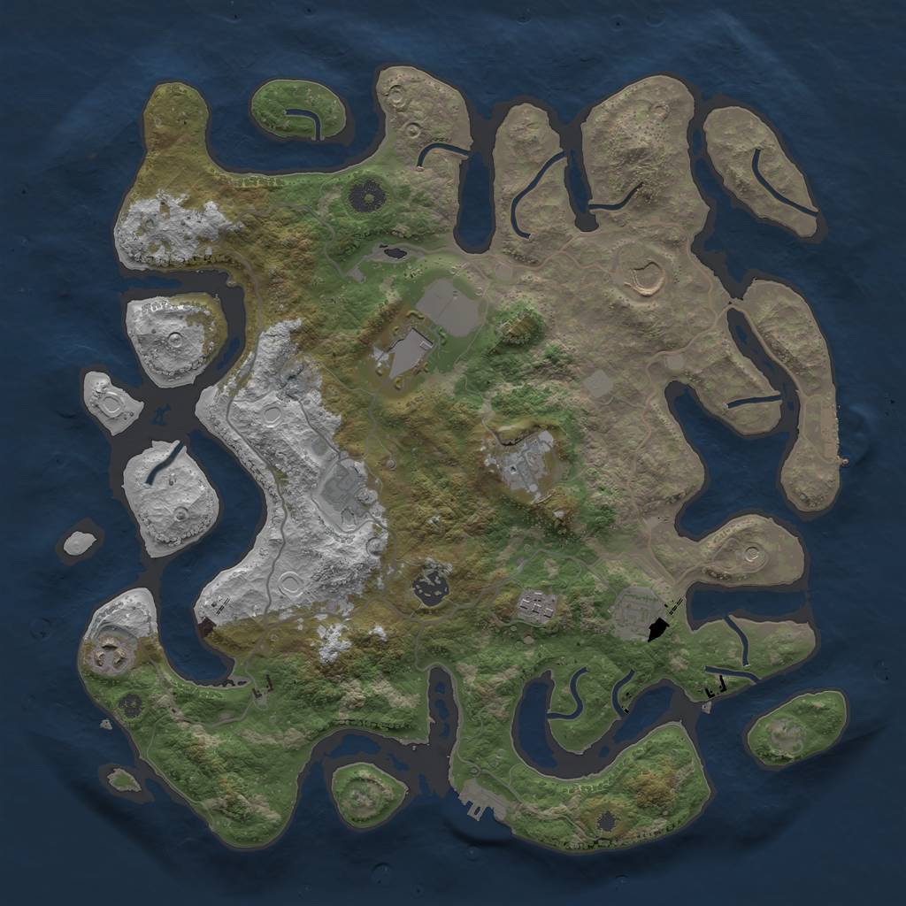 Rust Map: Procedural Map, Size: 4000, Seed: 113917167, 16 Monuments