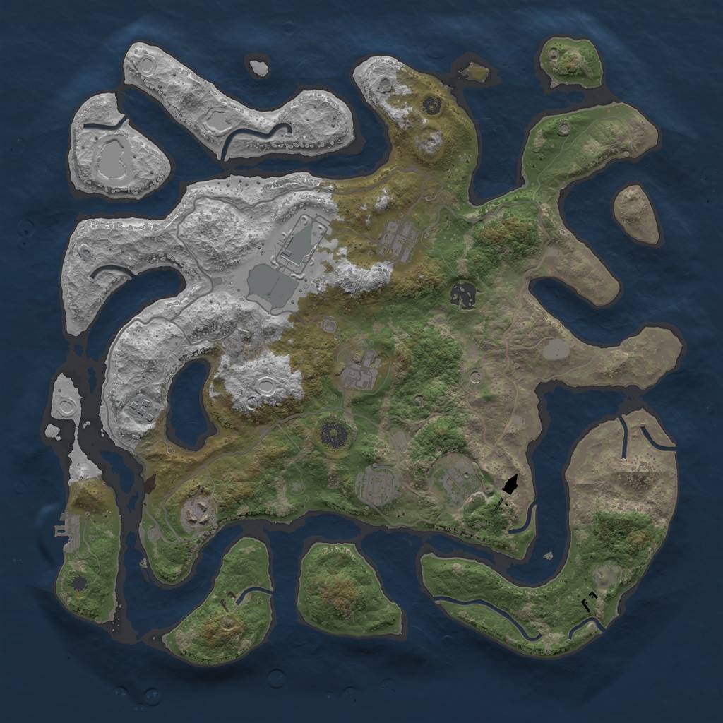 Rust Map: Procedural Map, Size: 4000, Seed: 758637232, 15 Monuments