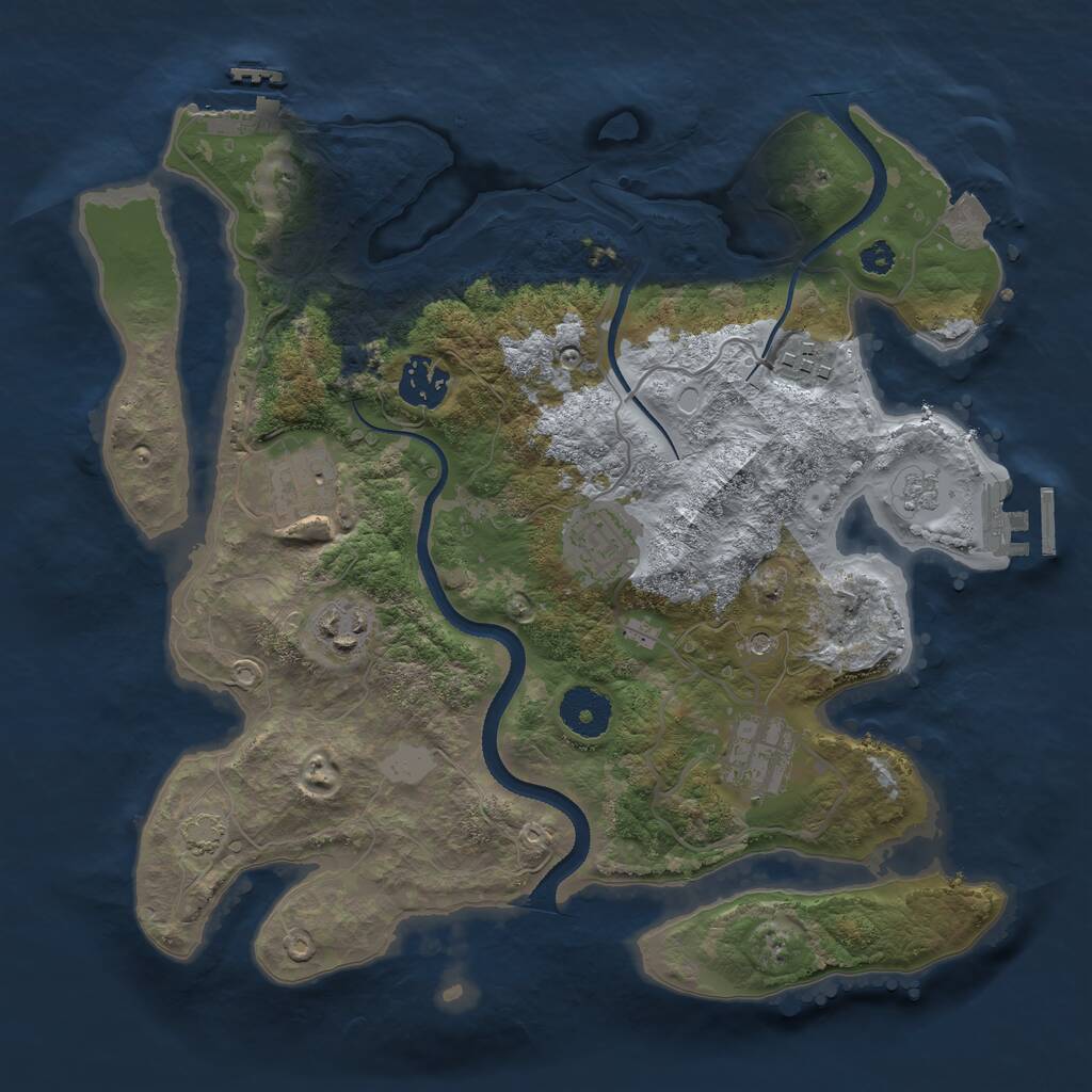 Rust Map: Procedural Map, Size: 3250, Seed: 7593238, 12 Monuments