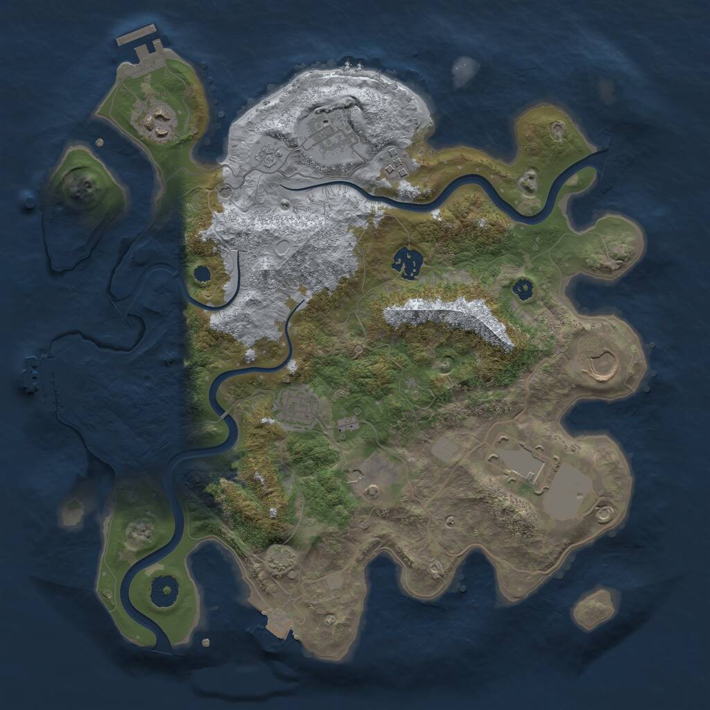 Rust Map: Procedural Map, Size: 3500, Seed: 1738208371, 14 Monuments