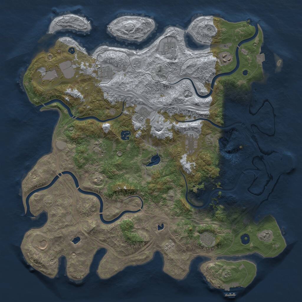 Rust Map: Procedural Map, Size: 4500, Seed: 429585504, 17 Monuments