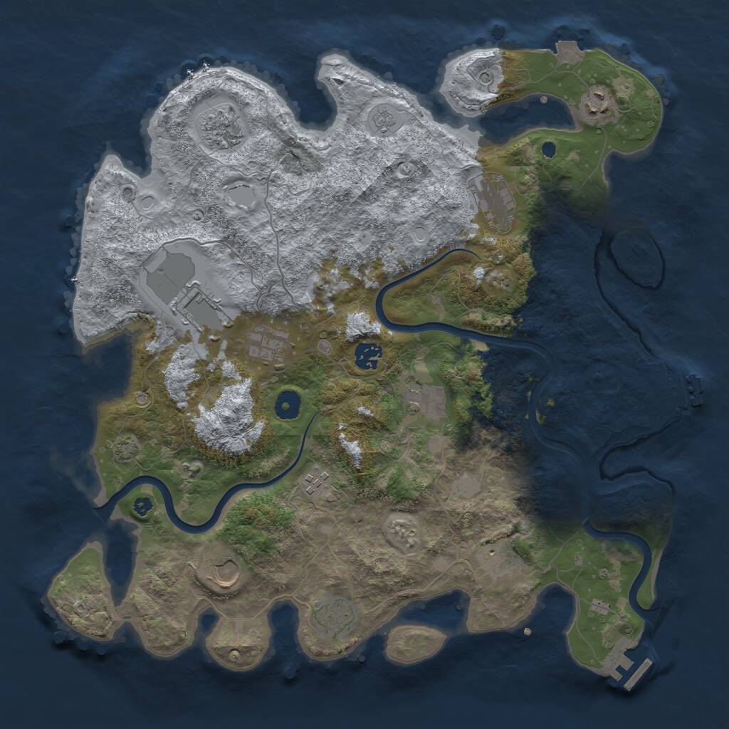 Rust Map: Procedural Map, Size: 3950, Seed: 1956173108, 17 Monuments