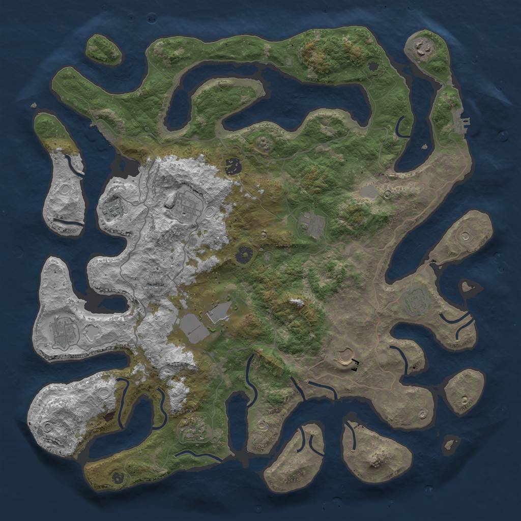 Rust Map: Procedural Map, Size: 4500, Seed: 50550663, 18 Monuments