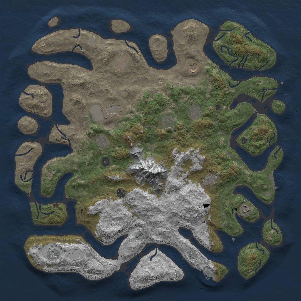 Rust Map: Procedural Map, Size: 5000, Seed: 2008064493, 19 Monuments