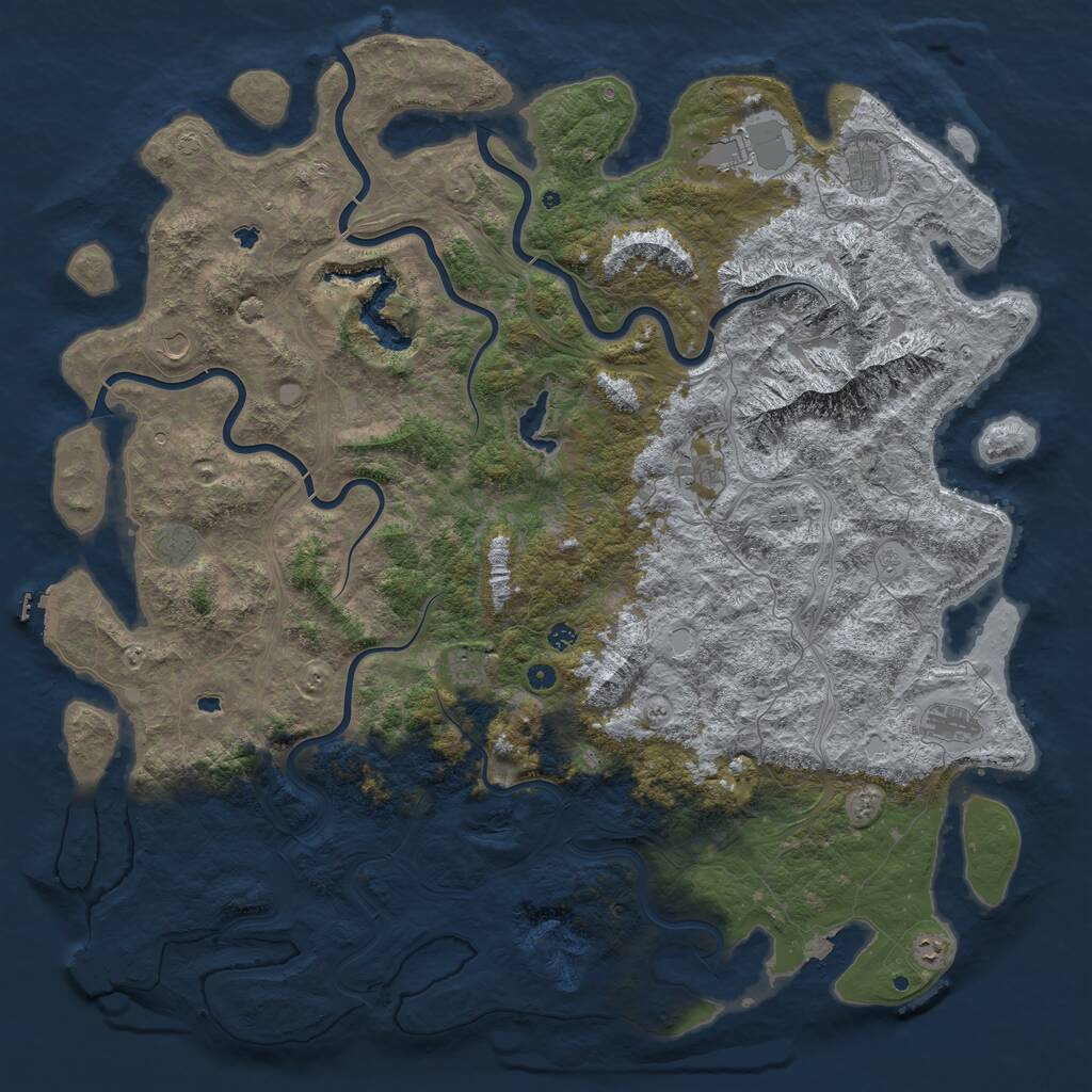 Rust Map: Procedural Map, Size: 6000, Seed: 6012022, 16 Monuments