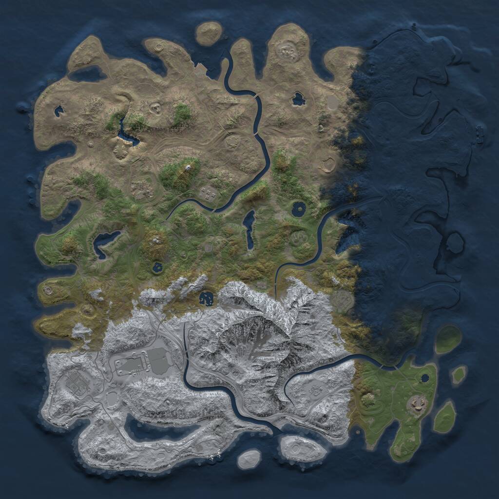 Rust Map: Procedural Map, Size: 5000, Seed: 603290, 14 Monuments