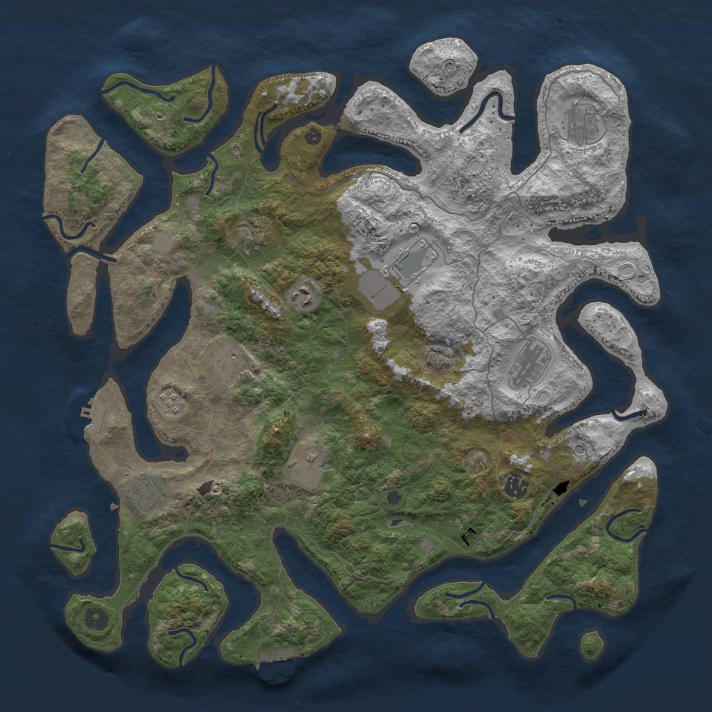 Rust Map: Procedural Map, Size: 4500, Seed: 1883894941, 18 Monuments