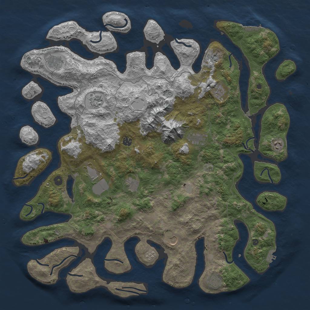 Rust Map: Procedural Map, Size: 5000, Seed: 3953549, 19 Monuments