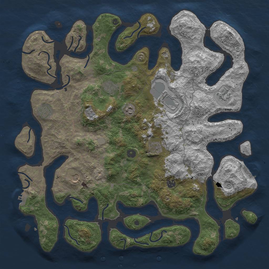 Rust Map: Procedural Map, Size: 4500, Seed: 1349684594, 17 Monuments