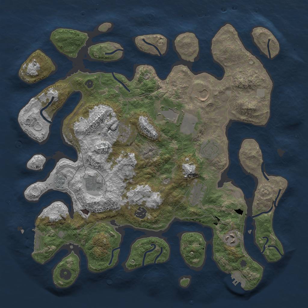 Rust Map: Procedural Map, Size: 4000, Seed: 645802, 17 Monuments