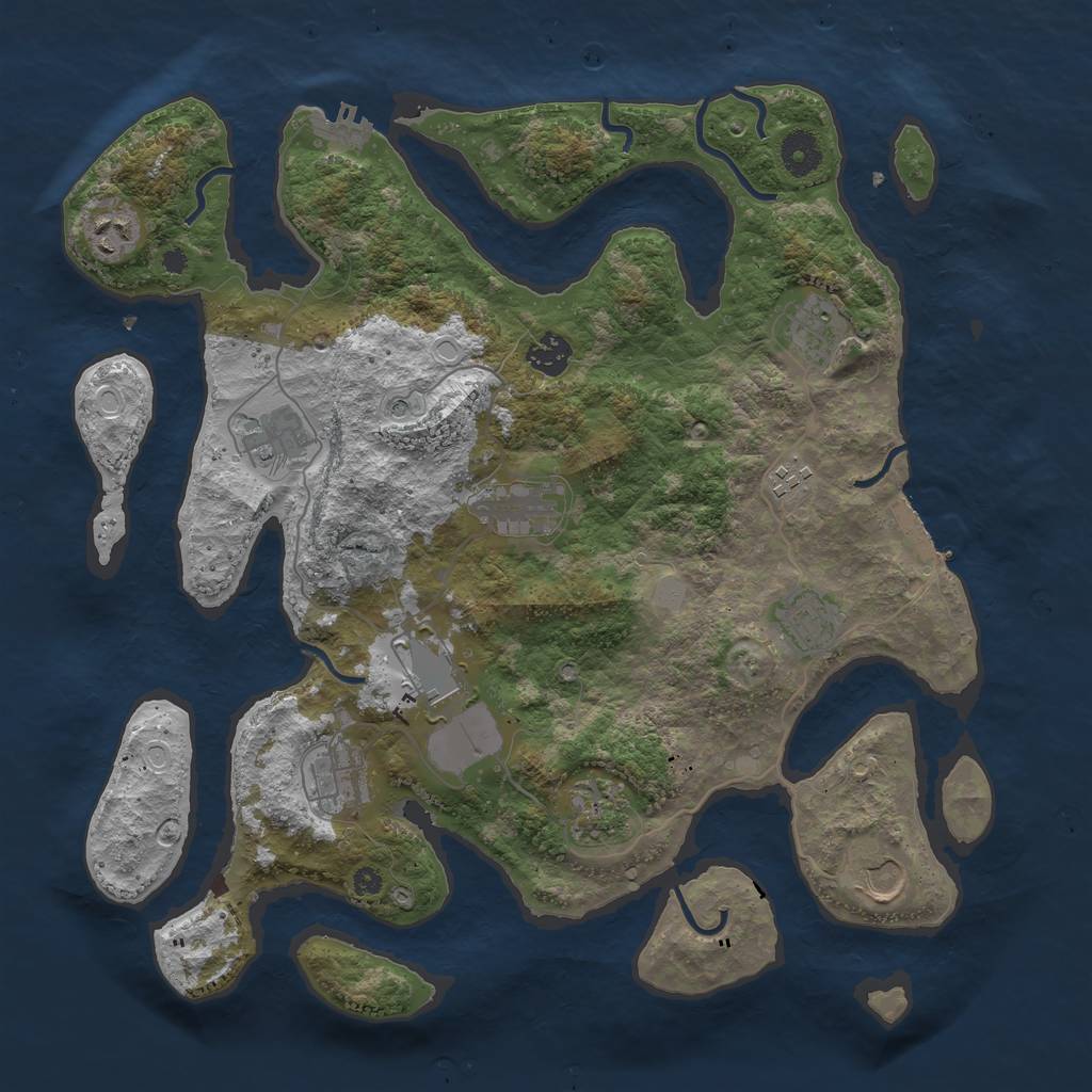 Rust Map: Procedural Map, Size: 3850, Seed: 949273292, 19 Monuments