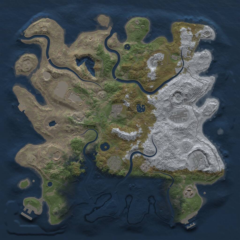 Rust Map: Procedural Map, Size: 4000, Seed: 896893105, 16 Monuments