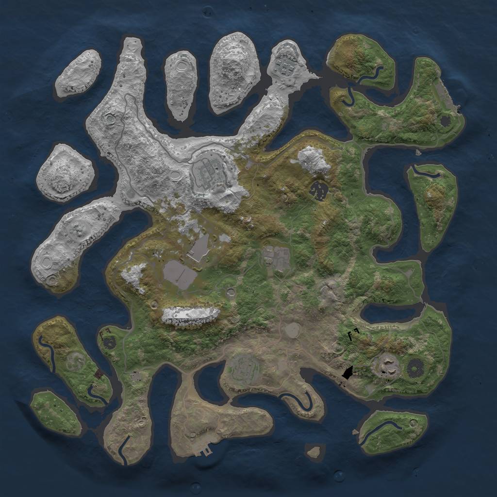 Rust Map: Procedural Map, Size: 4000, Seed: 53211790, 15 Monuments