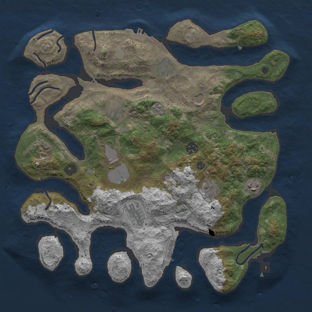 Rust Map: Procedural Map, Size: 3850, Seed: 1614927875, 18 Monuments