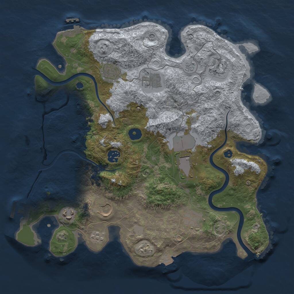 Rust Map: Procedural Map, Size: 3500, Seed: 316264611, 15 Monuments