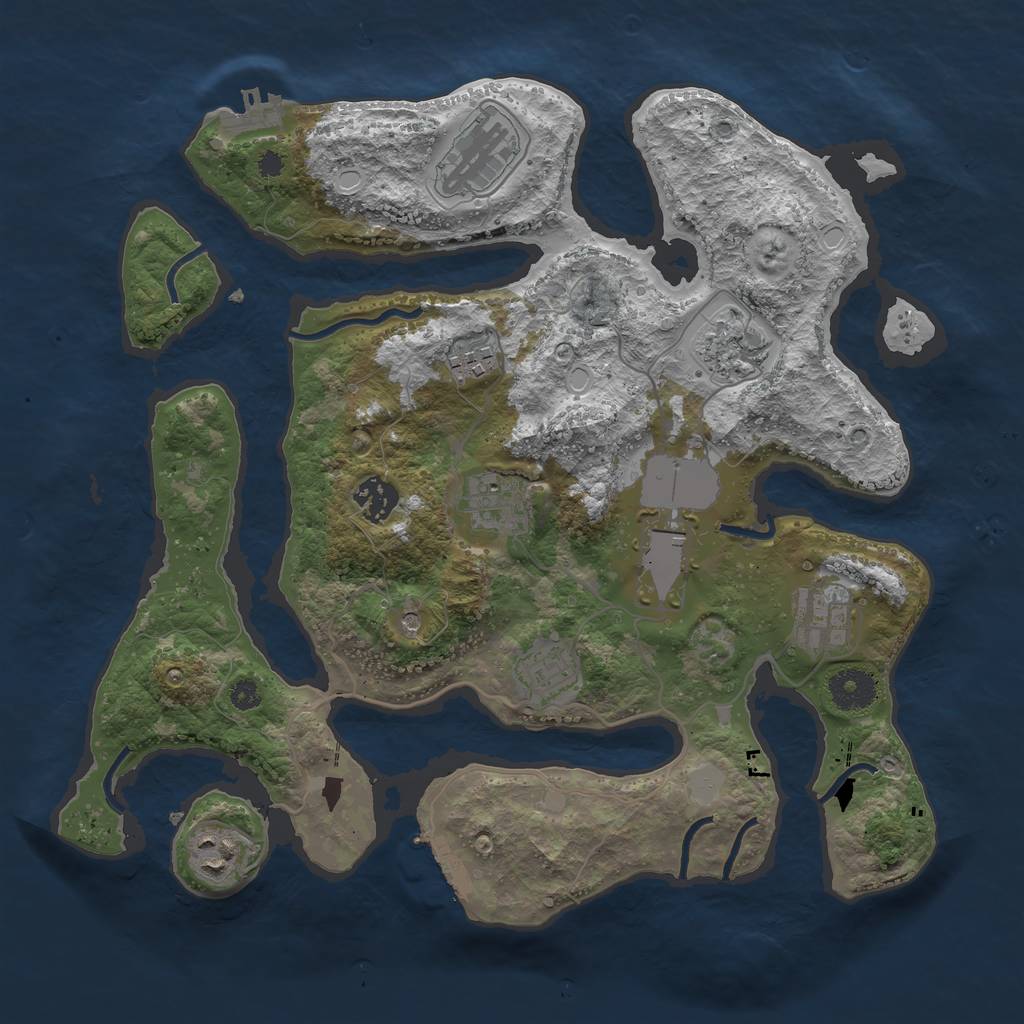 Rust Map: Procedural Map, Size: 3500, Seed: 316264611, 17 Monuments