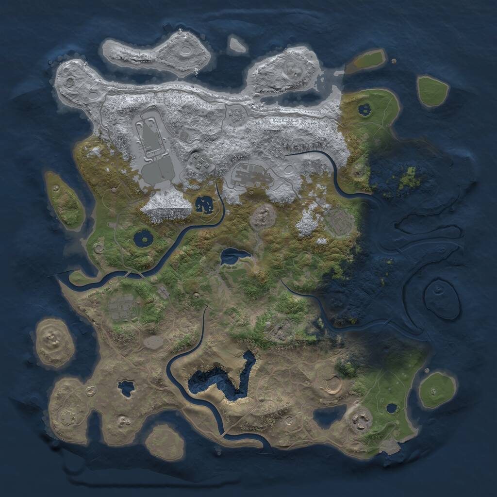 Rust Map: Procedural Map, Size: 4000, Seed: 2135252850, 13 Monuments