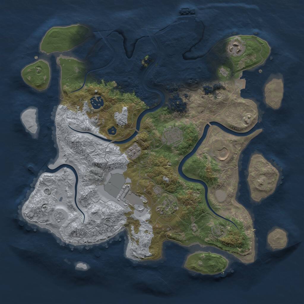 Rust Map: Procedural Map, Size: 3500, Seed: 1553917581, 12 Monuments