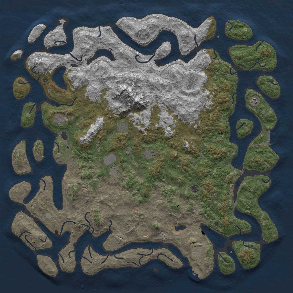 Rust Map: Procedural Map, Size: 6000, Seed: 2627, 19 Monuments