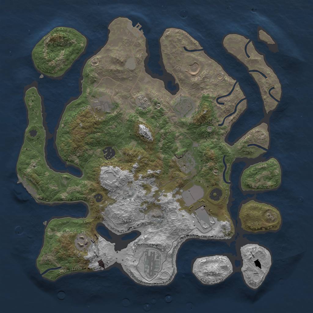 Rust Map: Procedural Map, Size: 3750, Seed: 80, 17 Monuments