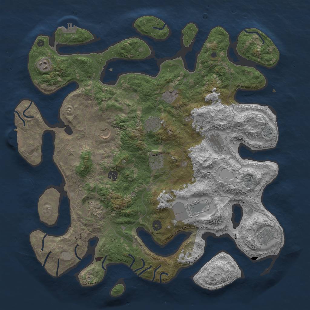 Rust Map: Procedural Map, Size: 4500, Seed: 44133280, 19 Monuments