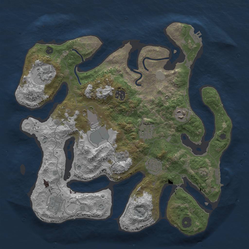 Rust Map: Procedural Map, Size: 3500, Seed: 53876, 16 Monuments
