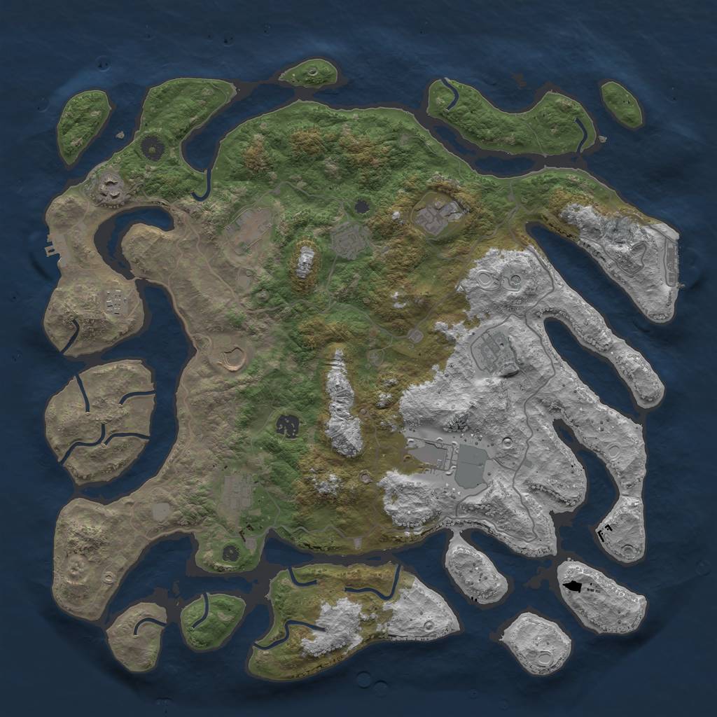 Rust Map: Procedural Map, Size: 4500, Seed: 3543576, 18 Monuments