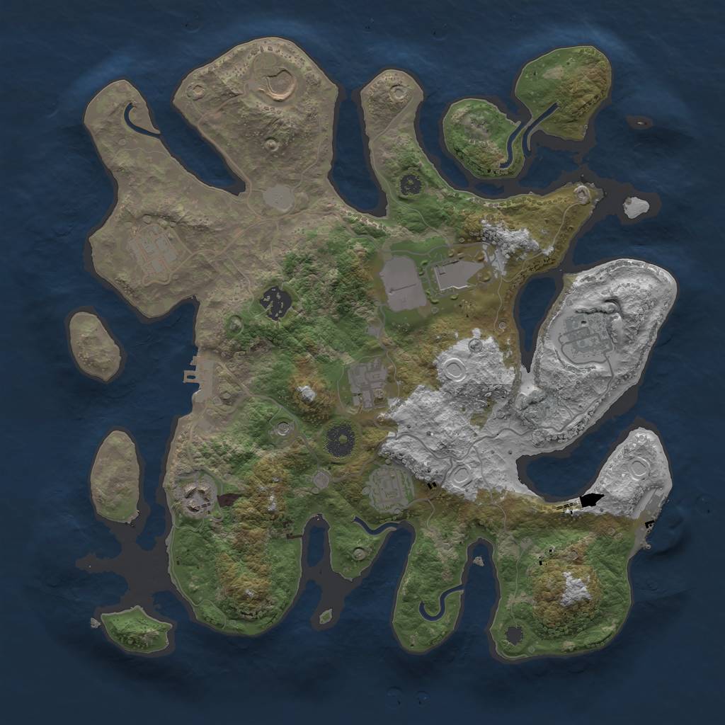 Rust Map: Procedural Map, Size: 3500, Seed: 57147294, 16 Monuments