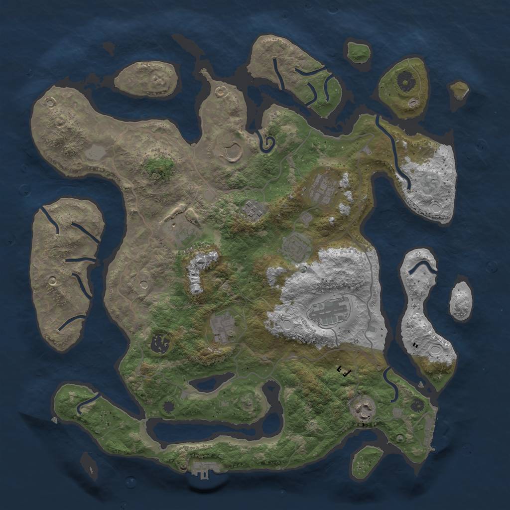 Rust Map: Procedural Map, Size: 4000, Seed: 444664, 17 Monuments