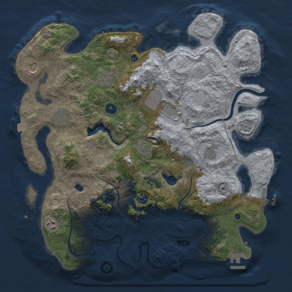 Rust Map: Procedural Map, Size: 4000, Seed: 52352, 15 Monuments