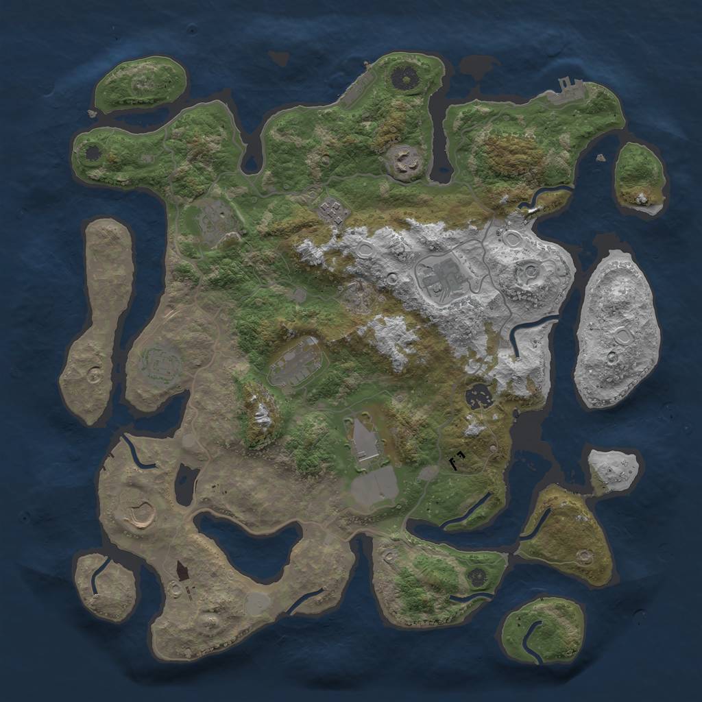 Rust Map: Procedural Map, Size: 4000, Seed: 3680, 17 Monuments