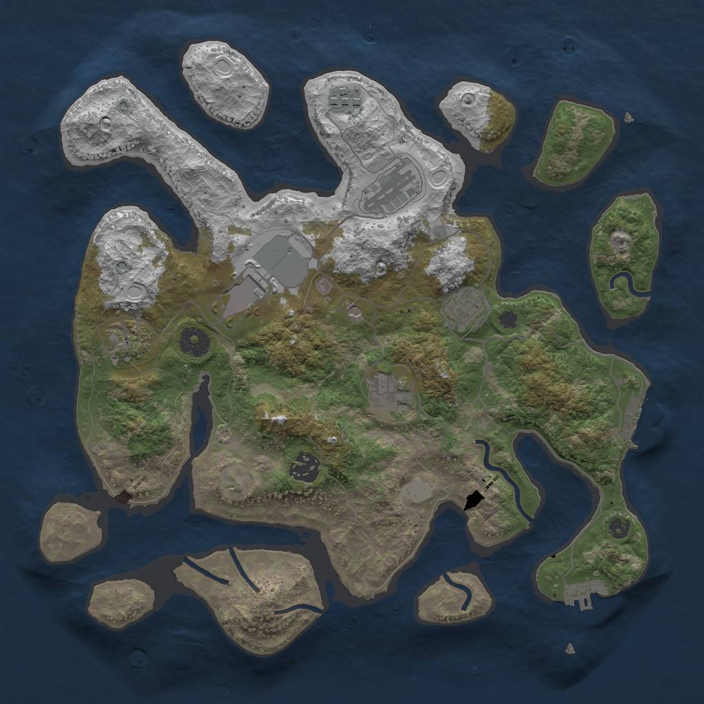 Rust Map: Procedural Map, Size: 3500, Seed: 575748126, 15 Monuments