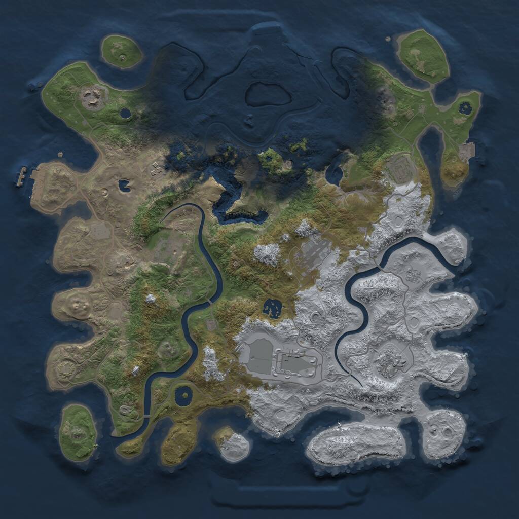 Rust Map: Procedural Map, Size: 4000, Seed: 2384533, 14 Monuments